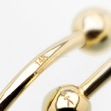 Detail View 4 of A Pair of 14 Karat Gold OneFit Threadless Round Fire Opal Bezel Set Nipple Barbell-White Opal
