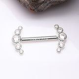 Detail View 1 of A Pair of 14 Karat White Gold OneFit Threadless Sparkle Ray Multi-Gem Nipple Barbell-Clear Gem
