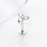 Detail View 1 of 14 Karat White Gold OneFit Threadless Trinity Sparkle Flat Back Stud Labret-Clear Gem