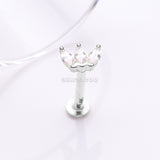 Detail View 1 of 14 Karat White Gold OneFit Threadless Triple Marquise Sparkle Flower Flat Back Stud Labret-Clear Gem