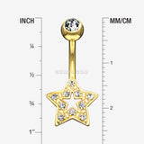 Detail View 1 of 14 Karat Gold Charming Star Sparkle Belly Button Ring-Clear Gem