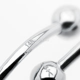 Detail View 4 of 14 Karat White Gold Double Gem Ball Sparkle Basic Belly Button Ring-Clear Gem