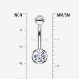 Detail View 1 of 14 Karat White Gold Double Gem Ball Sparkle Basic Belly Button Ring-Clear Gem