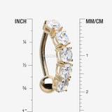 Detail View 1 of 14 Karat Gold Classic Vertical Sparkle Reverse Belly Button Ring-Clear Gem