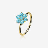 14 Karat Gold Brilliant Sparkle Spring Flower Bendable Hoop Ring