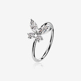 14 Karat White Gold Brilliant Sparkle Dainty Butterfly Bendable Hoop Ring