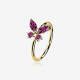 14 Karat Gold Brilliant Sparkle Dainty Butterfly Bendable Hoop Ring