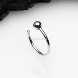 Detail View 1 of 14 Karat White Gold Solid Ball End Nose Hoop Ring