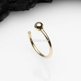 Detail View 1 of 14 Karat Gold Solid Ball End Nose Hoop Ring