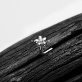Detail View 1 of 14 Karat White Gold Adorable Flower Sparkle L-Shaped Nose Ring-Clear Gem