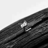 Detail View 1 of 14 Karat White Gold Adorable Baby Foot Sparkle L-Shaped Nose Ring-Clear Gem