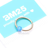 Detail View 4 of 14 Karat Gold Fire Opal Ball CBR Style Bendable Hoop Ring-Blue Opal