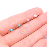 Detail View 3 of 14 Karat Gold Fire Opal Ball CBR Style Bendable Hoop Ring-Blue Opal