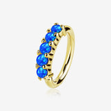 14 Karat Gold Multi Fire Opal Crown Prong Set Bendable Hoop Ring