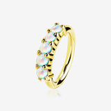 14 Karat Gold Multi Fire Opal Crown Prong Set Bendable Hoop Ring