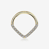 14 Karat Gold Brilliant Sparkle Chevron Clicker Hoop Ring