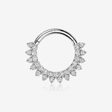 14 Karat White Gold Double Lined Brilliant Sparkle Seamless Clicker Hoop Ring