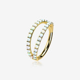 14 Karat Gold Fire Opal Double Hoop Seamless Clicker Hoop Ring