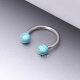 Detail View 1 of Turquoise Stone Ball Ends Steel Horseshoe Circular Barbell