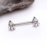 Detail View 1 of A Pair of Royal Bali Sparkle Beads Threadless Nipple Barbell-Clear Gem
