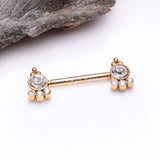Detail View 1 of A Pair of Golden Royal Bali Sparkle Beads Threadless Nipple Barbell-Clear Gem