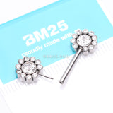 Detail View 2 of A Pair of Magnificent Floral Sparkle Threadless Nipple Barbell-Clear Gem