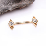 Detail View 1 of A Pair of Golden Majestic Bali Beads Sparkle Threadless Nipple Barbell-Clear Gem