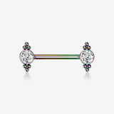 A Pair of Colorline Majestic Bali Beads Sparkle Threadless Nipple Barbell-Clear Gem