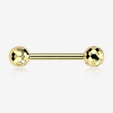 A Pair of Implant Grade Titanium Golden Multi-Faceted OneFit Threadless Nipple Barbell