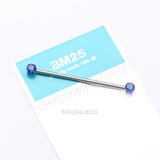 Detail View 3 of Implant Grade Titanium OneFit Threadless Prong Gem Sparkle Industrial Barbell-Blue