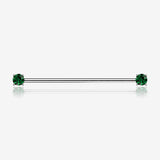 Implant Grade Titanium OneFit Threadless Prong Gem Sparkle Industrial Barbell-Emerald