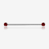 Implant Grade Titanium OneFit Threadless Prong Gem Sparkle Industrial Barbell-Red