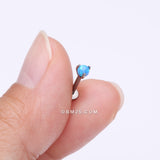 Detail View 2 of Implant Grade Titanium OneFit Threadless Fire Opal Ball Claw Prong Set Flat Back Stud Labret-Blue Opal
