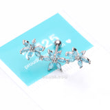 Detail View 3 of Grand Sparkle Triple Flowers Steel Cartilage Tragus Barbell Stud-Aqua