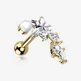 Golden Star Pearlescent Sparkle Marquise Cartilage Tragus Barbell Stud