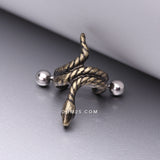 Detail View 1 of Golden Coiled Serpent Snake Steel Cartilage Helix Cuff Earring
