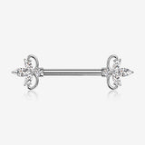 A Pair of Royal Marquise Elegance Sparkle Nipple Barbell-Clear Gem