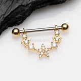 Detail View 1 of A Pair of Golden Sparkly Glam Stars Dangle Nipple Shield-Clear Gem