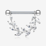 A Pair of Marquise Sparkle Allure Leaves Dangle Nipple Shield