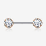 A Pair of Rose Gold Brilliant Multi-Gem Sparkle Nipple Barbell