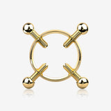 A Pair of Golden Non-Piercing Adjustable Screw Clamp Nipple Ring