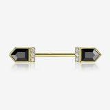 A Pair of Golden Majestic Sparkle Point Nipple Barbell