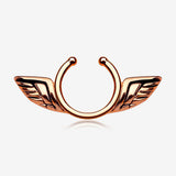 A Pair of Rose Gold Angel Wings Clip On Non-Piercing Nipple Shield Ring