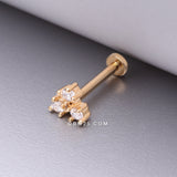 Detail View 1 of Golden Trinity Sparkle Prong Set Top Internally Threaded Steel Flat Back Stud Labret-Clear Gem