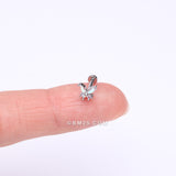 Detail View 2 of Butterfly Sparkle Prong Set Top Internally Threaded Steel Flat Back Stud Labret-Aurora Borealis