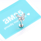 Detail View 3 of Butterfly Sparkle Prong Set Top Internally Threaded Steel Flat Back Stud Labret-Clear Gem