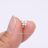 Detail View 2 of Butterfly Sparkle Prong Set Top Internally Threaded Steel Flat Back Stud Labret-Clear Gem