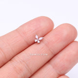 Detail View 2 of Butterfly Sparkle Prong Set Top Internally Threaded Steel Flat Back Stud Labret-Pink