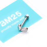 Detail View 3 of Adorable Heart Sprout Sparkle Internally Threaded Steel Flat Back Stud Labret-Clear Gem