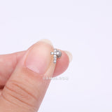 Detail View 2 of Holy Cross Sparkle Top Internally Threaded Steel Flat Back Stud Labret-Clear Gem